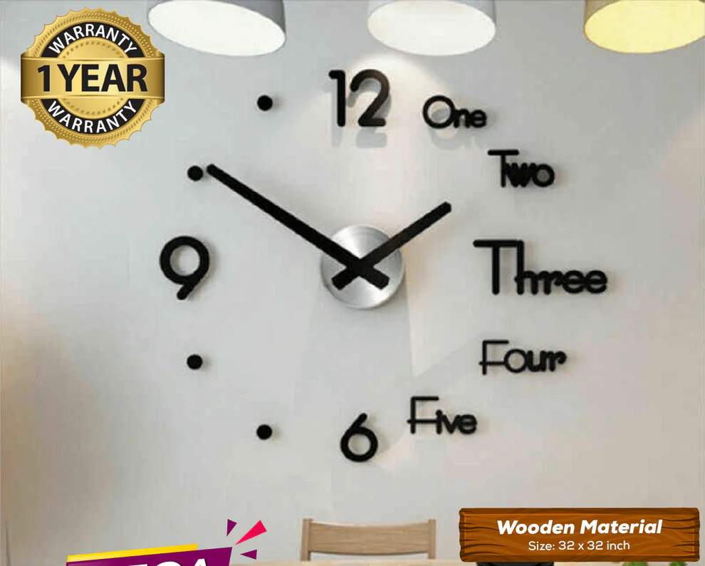 WOODEN DIY CLOCK WITH 12 INCHES NEEDLES